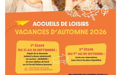 Accueils de loisirs – Vacances d&rsquo;automne 2026